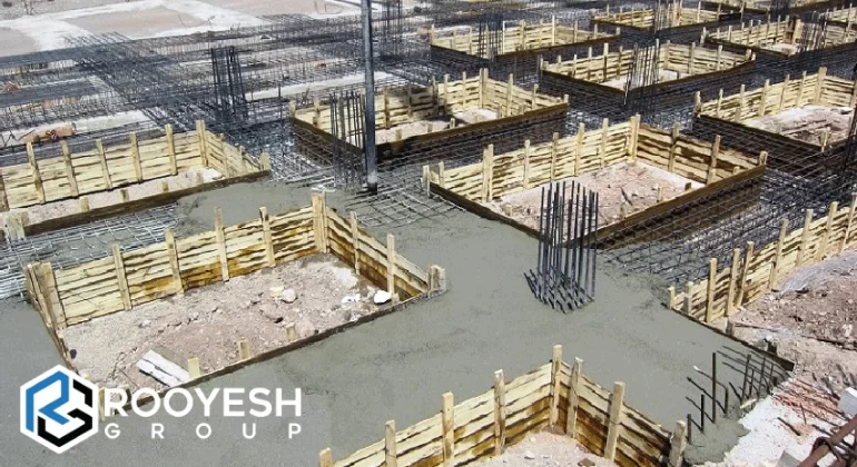 قالب بندی فونداسیون برای بتن‌ریزی